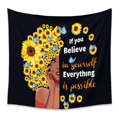 Sunflower Girl Tapestry Home Wall Decor